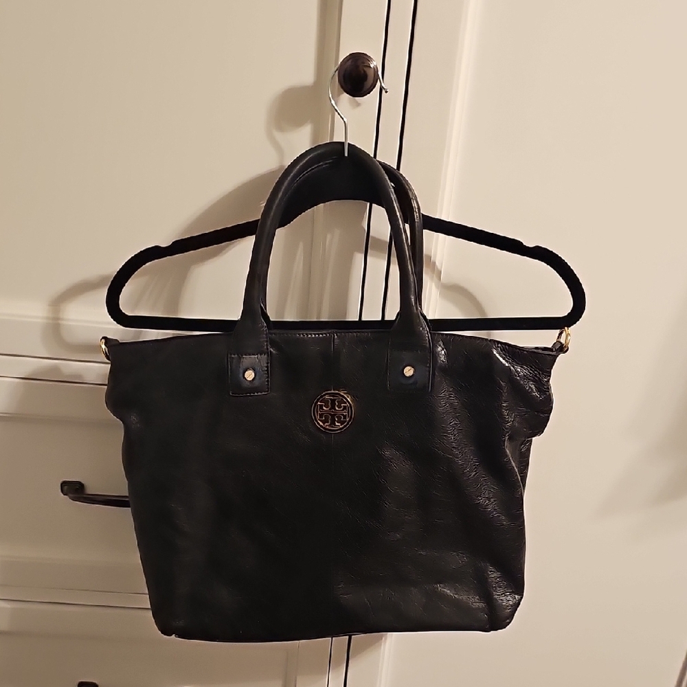 Tory Burch Black Leather Tote Bag